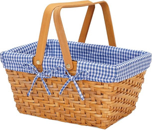 Click for more info about Woodchip Picnic Baskets with 2 Folding Handles,Handmade Woven Easter Eggs Baskets for Gifts, Cand...