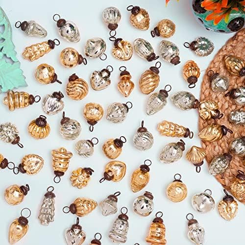 IndianShelf 25 Glass Gold and Silver Christmas Ornaments -Vintage Christmas Decorations- Silver G... | Amazon (US)