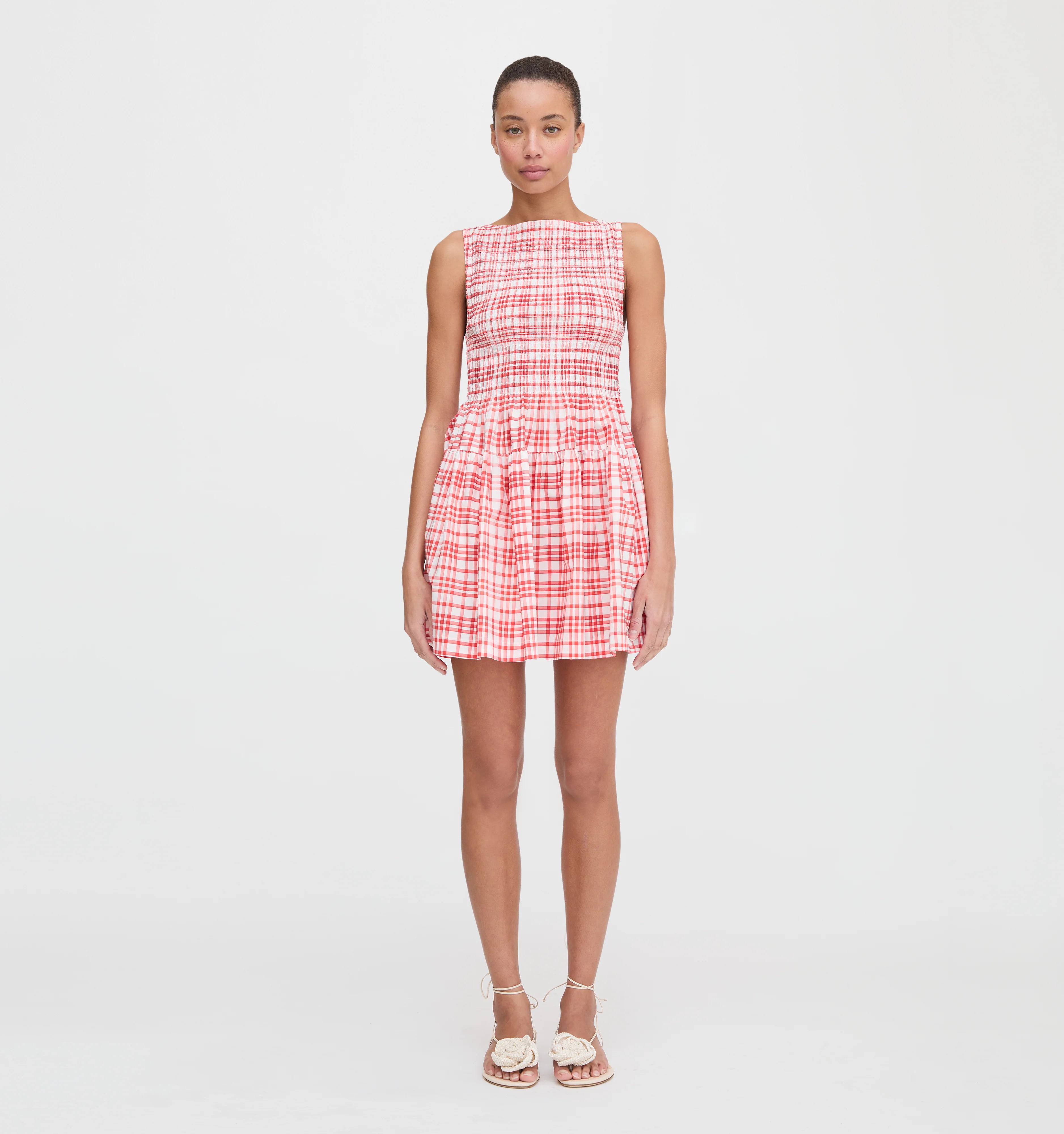 The Cosima Mini Nap Dress - Cherry Watercolor Gingham | Hill House Home US