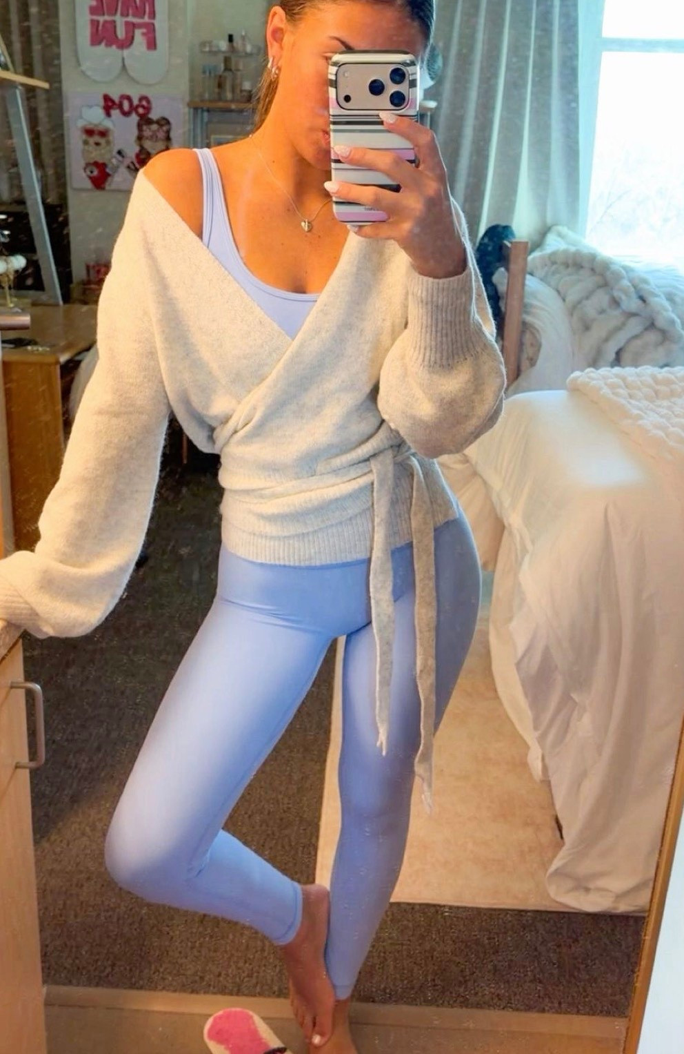 Cute workout set !! Sweater overtop of baby blue tank and leggings- show off and feel your best at your next workout class in this fit  🩵🩵💁‍♀️💁‍♀️

#LTKOver40 #LTKootd #LTKFestival