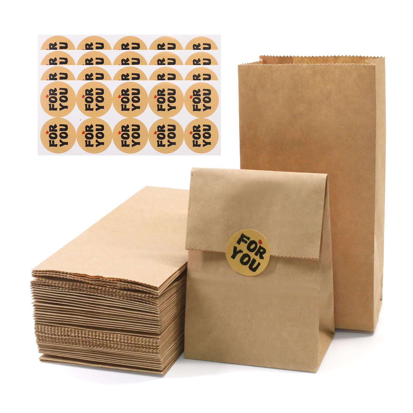 SumDirect Kraft Paper Lunch Bags - 50 Count Brown Paper Pouches with sticker, Bulk Durable Bags f... | Amazon (UK)