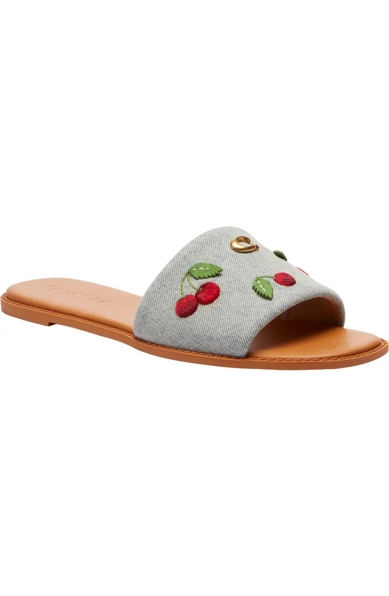 Holly Denim Cherries Slide Sandal (Women) | Nordstrom