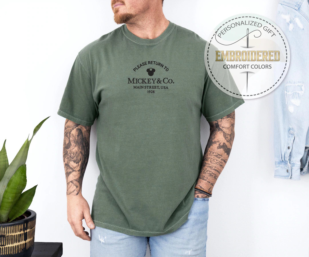 Please Return to Main Street Shirt, Mickey & Co 1928 Embroidered Tee, Comfort Colors Shirt, Disne... | Etsy (US)