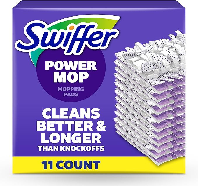 Swiffer PowerMop Multi-Surface Mopping Pad Refills for Floor Cleaning, 11 Count, White/Purple | Amazon (US)