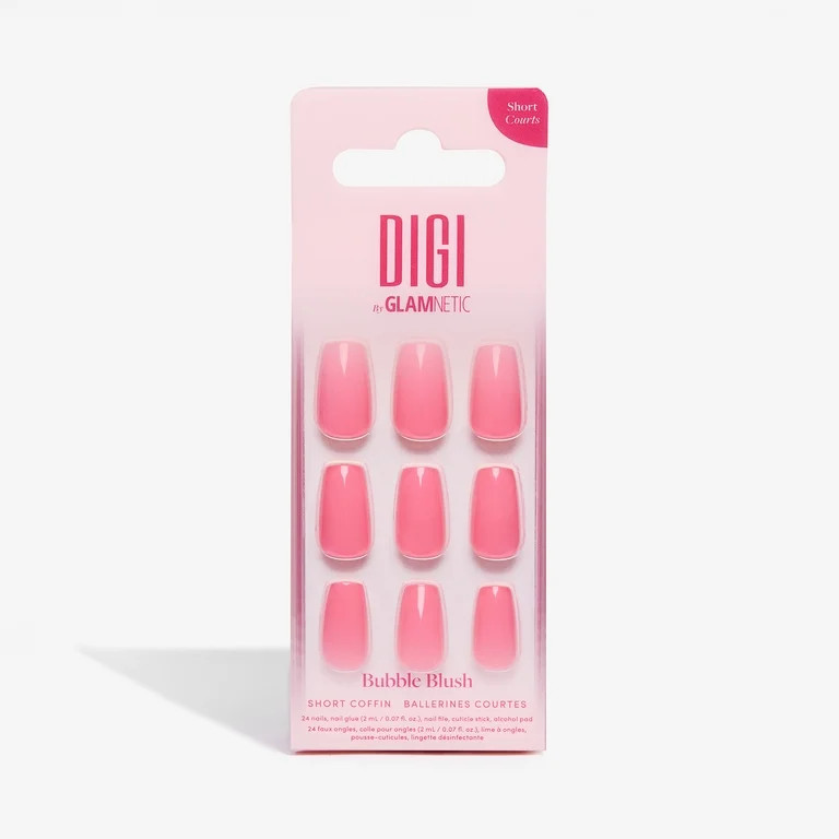 DIGI by Glamnetic Short Coffin Artificial Press-on Nails, Bubble Blush, 24 Pieces | Walmart (US)