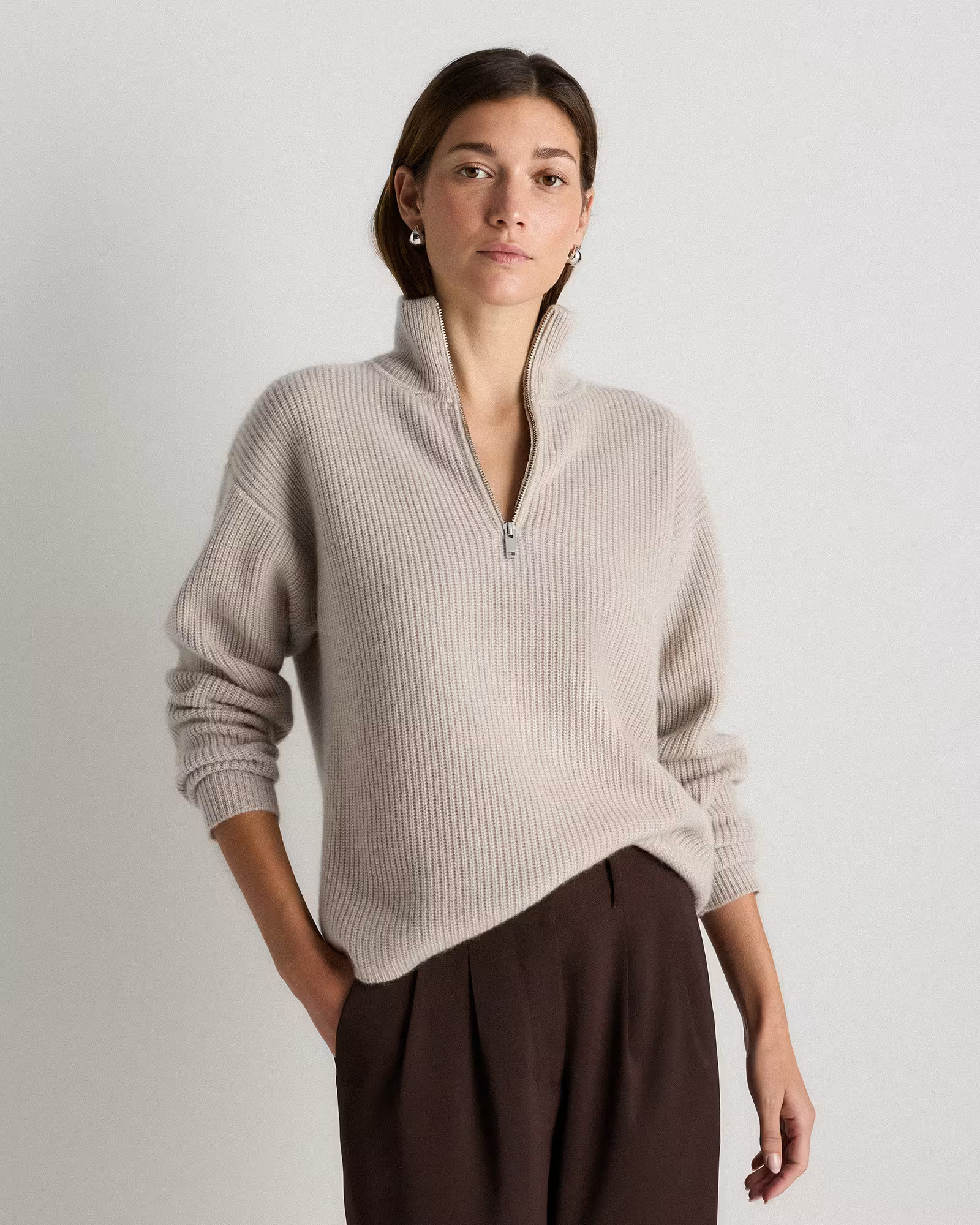 Mongolian Cashmere Fisherman Quarter Zip Sweater | Quince