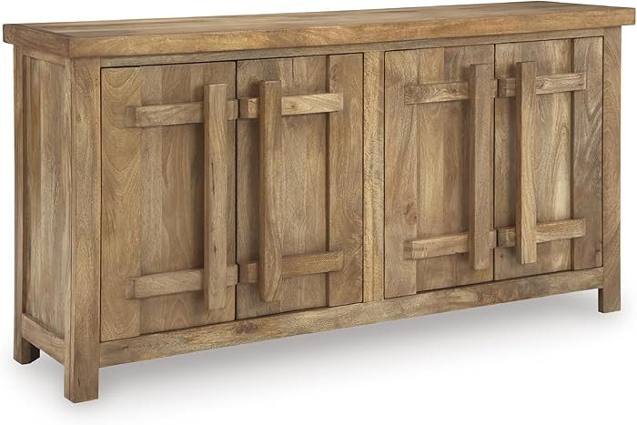Signature Design by Ashley Dresor Farmhouse 4-Door Accent Cabinet with 2 Shelves and Cord Managem... | Amazon (US)