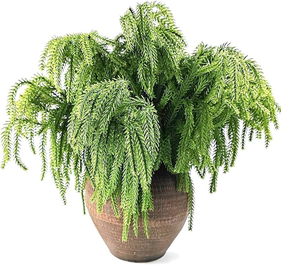 GXXMEI 6PCS 18" Christmas Norfolk Pine Branches, Norfolk Pine Stems DIY Crafts Faux,Faux Cedar Br... | Amazon (US)