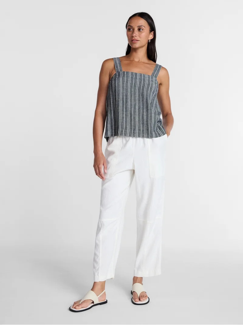 Time and Tru Women's Square Neck Linen Tank, Sizes XS-XXXL | Walmart (US)