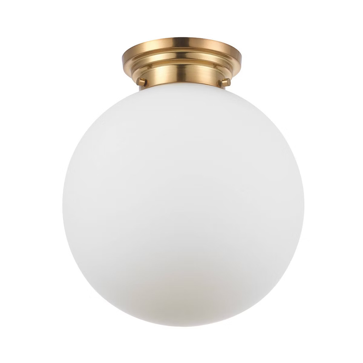 Portland 1-Light Matte Brass Semi-Flush Mount Ceiling Lighting with Opal Glass Shade - Globe Elec... | Target