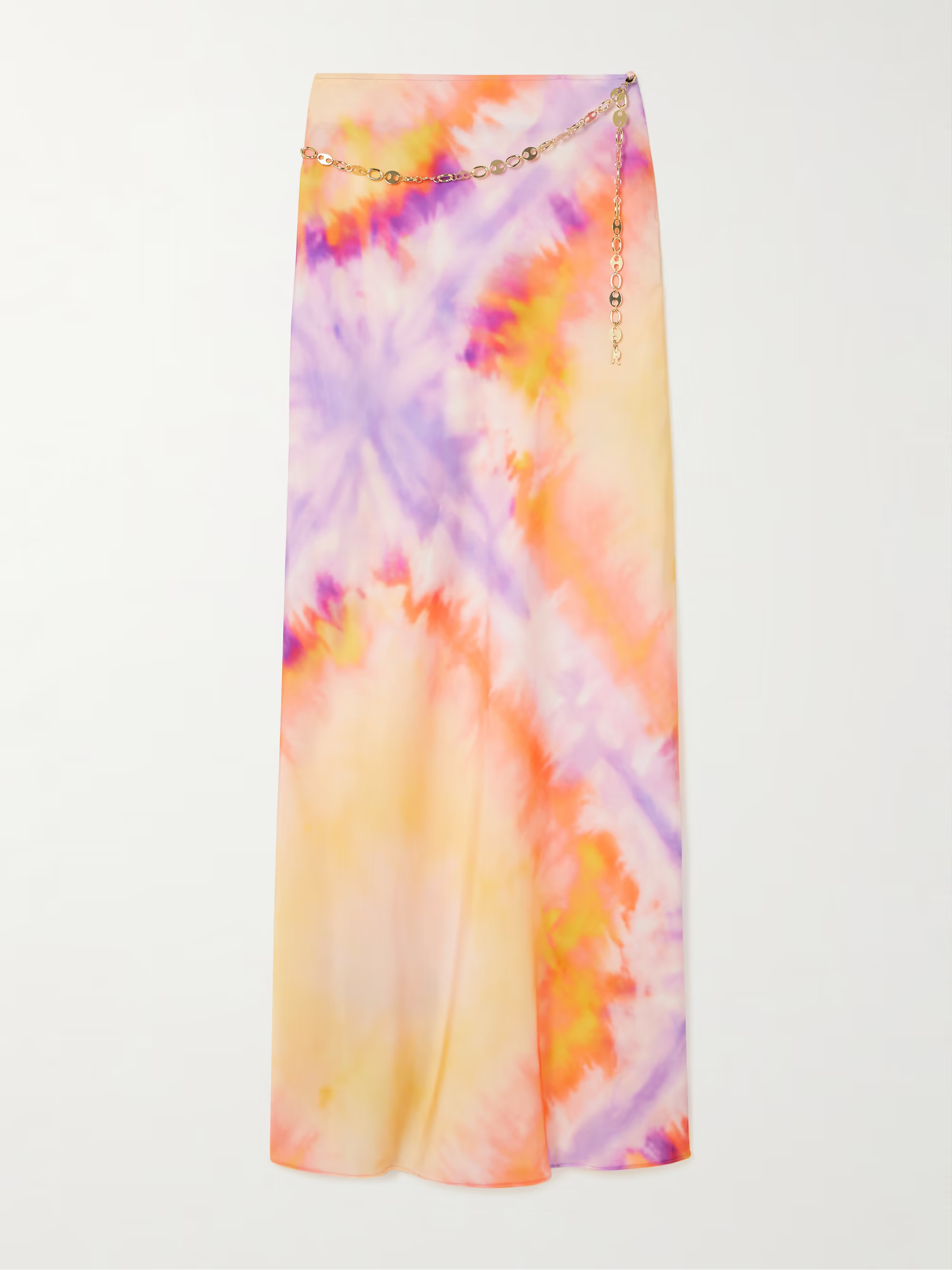 Chainmail-embellished tie-dyed satin maxi skirt | NET-A-PORTER APAC