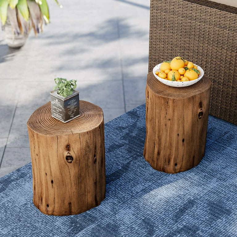 VENTOPYR Light Brown Concrete End Table with Wood Tree Trunk Design | Walmart (US)