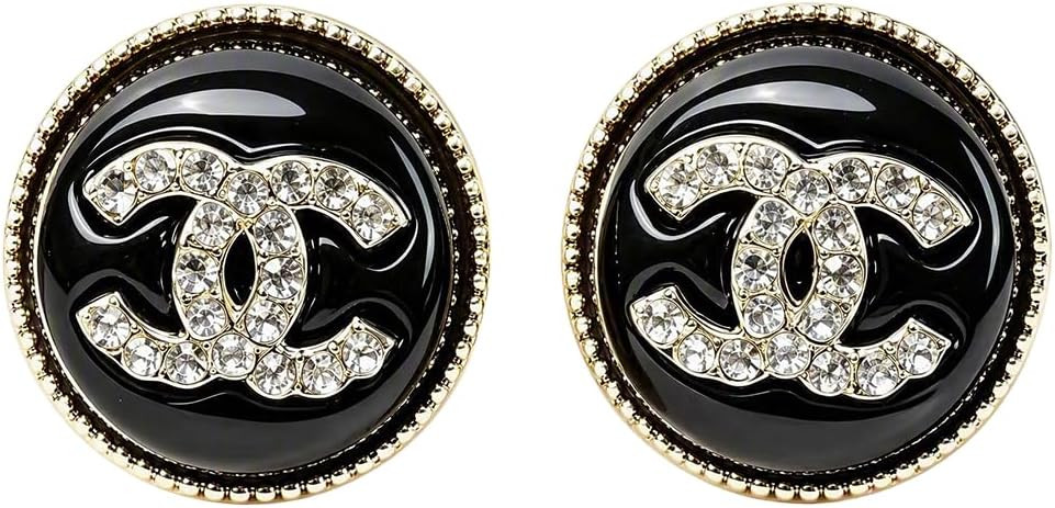 Round Black Glossy Enamel Metal Stud Earrings | Amazon (US)