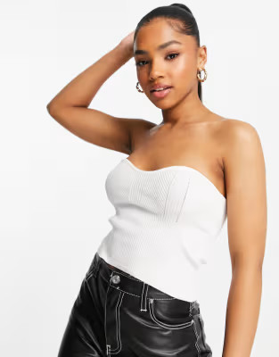 Miss Selfridge - Top bandeau en maille côtelée - Blanc - WHITE | ASOS | ASOS (Global)