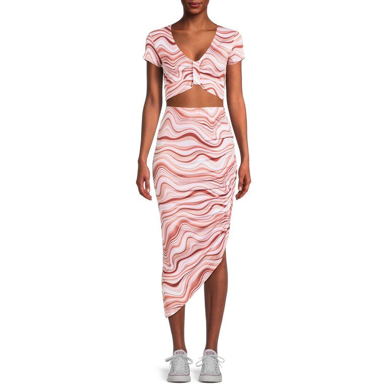 No Boundaries Junior's Asymmetrical Skirt Set, 2-Piece | Walmart (US)