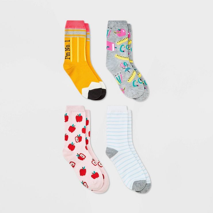 Girls' 4pk Crew Pencil Socks - Cat & Jack™ | Target