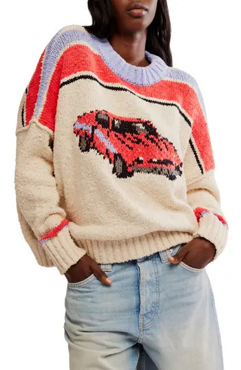 Free People Fast Lane Oversize Sweater in Race Car Combo at Nordstrom Rack, Size X-Small | Nordstrom Rack