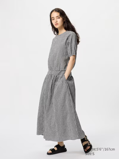 Seersucker Volume Skirt (Gingham) | UNIQLO (UK)