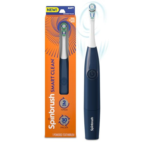 Spinbrush Smart Clean Battery Powered Electric Toothbrush, Soft Bristles, Midnight Blue | Amazon (US)