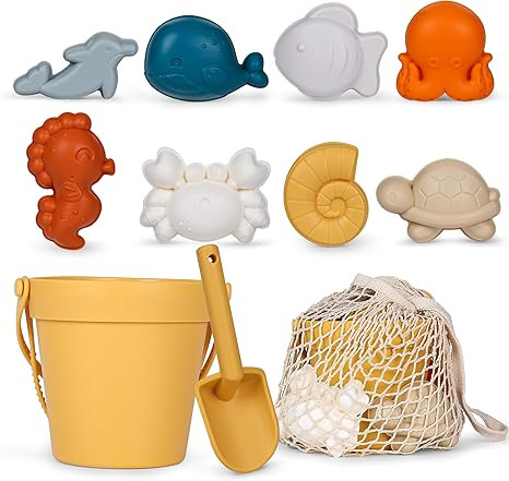 MarcZero 11Pcs Silicone Beach Toys,Modern Baby Beach Toys,Travel Friendly Beach Set,Eco Friendly ... | Amazon (US)