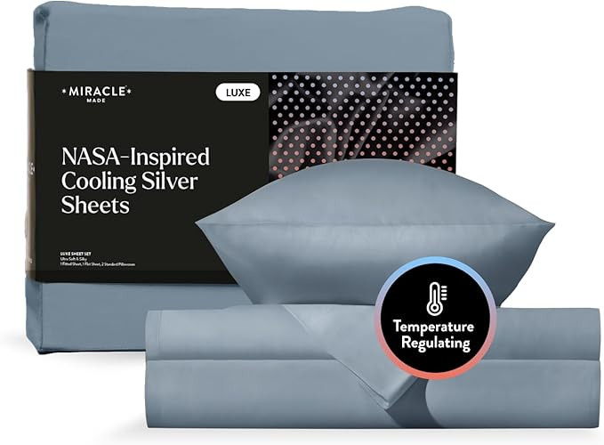 Miracle Made Luxe Cooling Bed Sheets – Slate Blue Sheets – 4-Piece Silver Infused Set – 300... | Amazon (US)