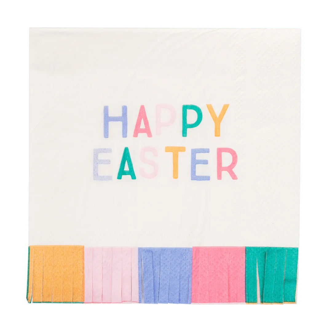 Happy Easter Fringed Cocktail Napkin | My Mind's Eye