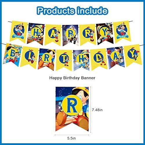 Pinocchio Birthday Party Decorations, Cartoon Pinocchio Movie Party Supplies Set with 1 Happy Birthd | Amazon (US)