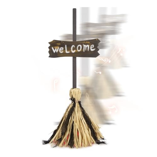 QEQEKAKA Halloween Animatronics Decorations - H 27" Witch Magic Broom with Sound Control and Moving for Indoor Halloween Party Decor Haunted Dancing Broom | Amazon (US)