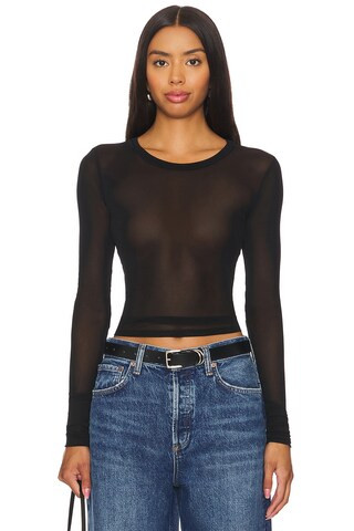Free People x Intimately FP x REVOLVE Before Sunset Mesh Long Sleeve In Black from Revolve.com | Revolve Clothing (Global)