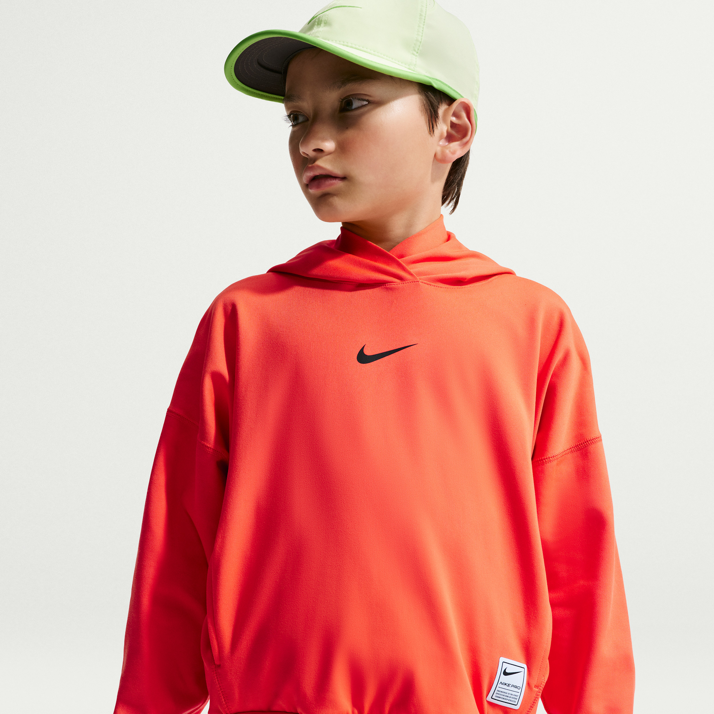 Nike Pro Big Kids' (Boys') Dri-FIT Fleece Pullover Hoodie in Orange | IF1723-842 | Nike (US)