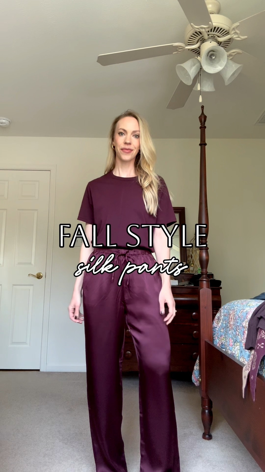 Styling silk pants for fall workwear and date night outfits - under $100 for my exact pair @Quince
