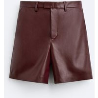 Zara - Faux Leather Bermuda Shorts In Brown - L - Man | Zara UK