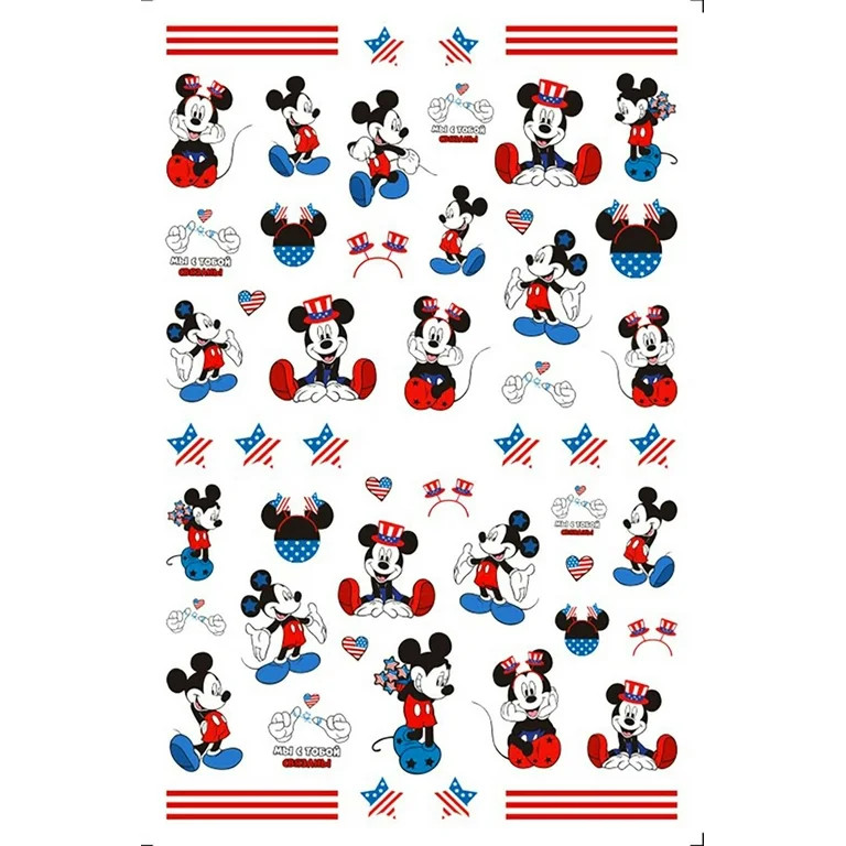 America Stars Nail Art Stickers 4th of July Red White Blue Cute Minnie Mickey Nail Sticker Mouse ... | Walmart (US)