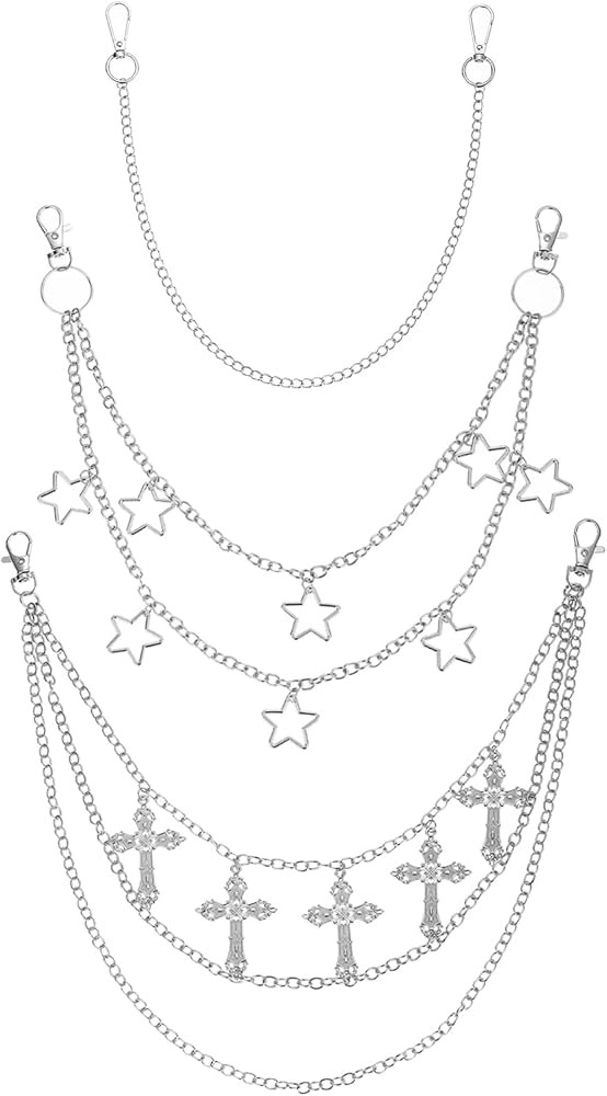 3PCS Pants Chain Jean Chains for Women Punk Chain for Pants Goth Pocket Chain Star Wallet Chain f... | Amazon (US)