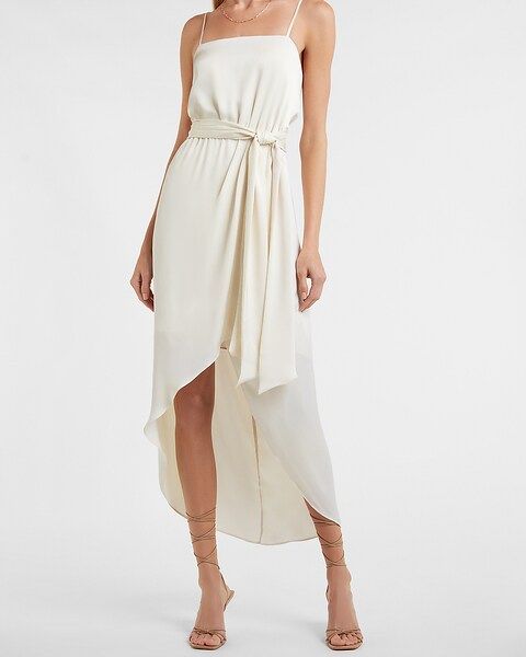 Satin Belted Hi-Lo Maxi Dress | Express