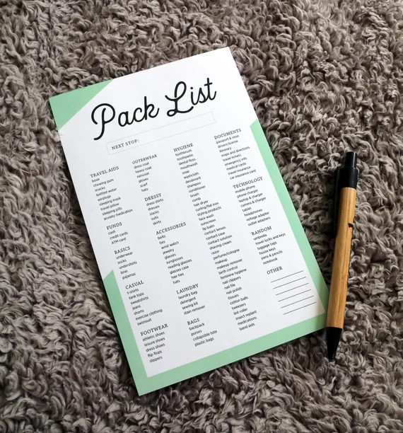 Packing List Pad / Travel Pack / Honeymoon gift / his and hers / bachelorette party present | Etsy (US)