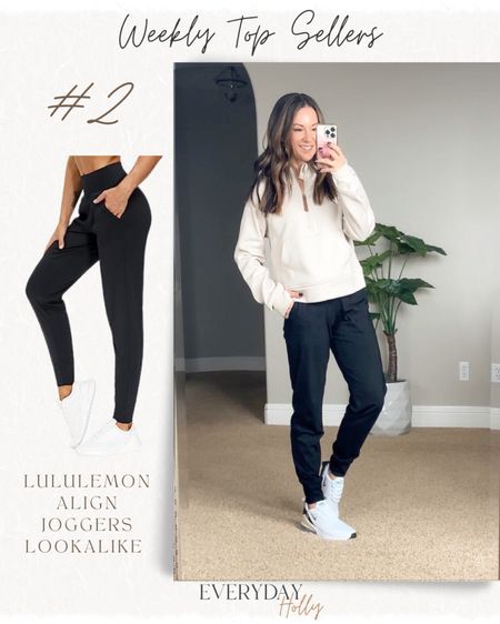 💥 save 17% on the Lululemon look-alike scuba Align joggers from Amazon!  Joggers xs, hoodie
Small in light apricot.  Sneakers - go up a 1/2 size.  DM me for the bling version.

Activewear | athleisure | joggers | pullover | activewear | womens athletic wear | sneakers | everyday style 