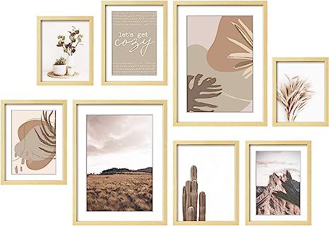 ArtbyHannah 8 Pack Gallery Wall Kit Decorative Art Prints Picture Frame Collage Wall Art Decor & ... | Amazon (US)