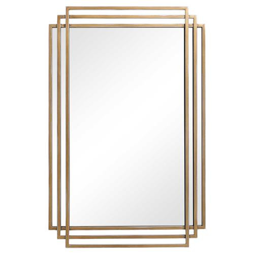 Merci Hollywood Regency Gold Leaf Iron Rectangular Wall Mirror | Kathy Kuo Home