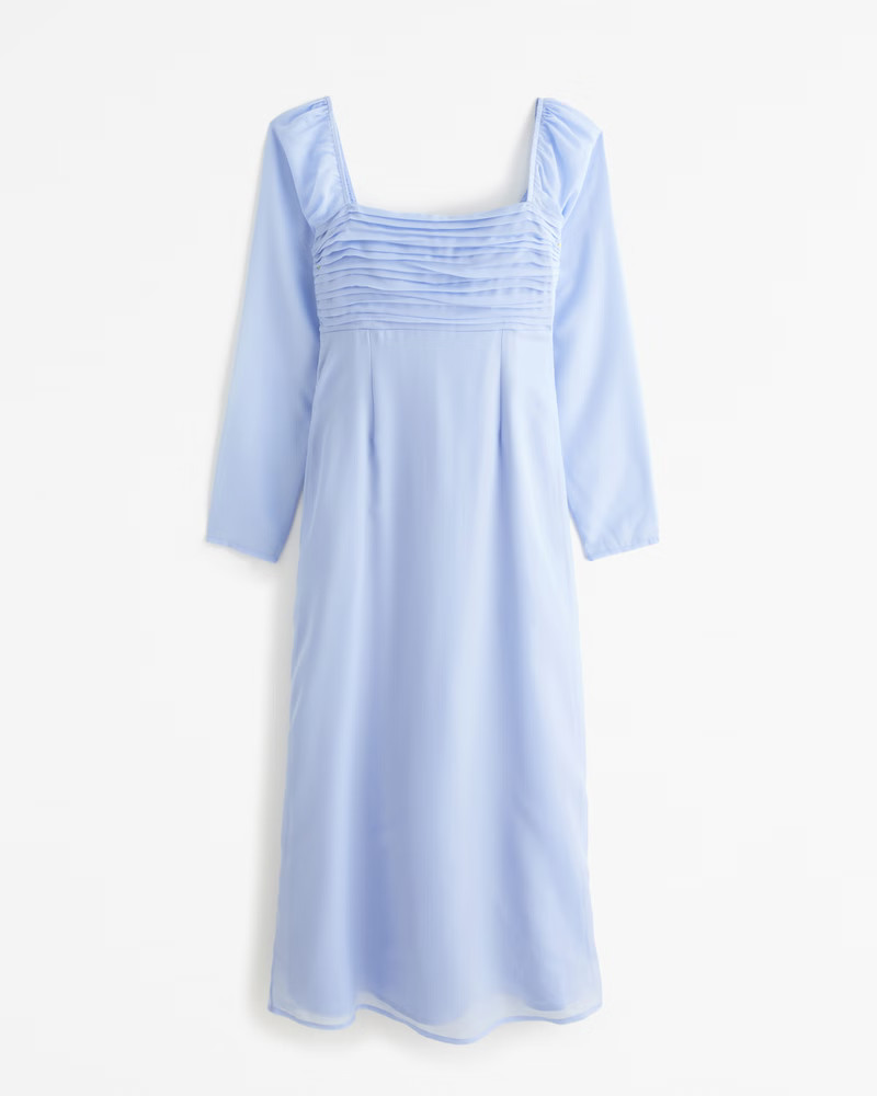 Emerson Chiffon Long-Sleeve Midi Dress | Abercrombie & Fitch (US)