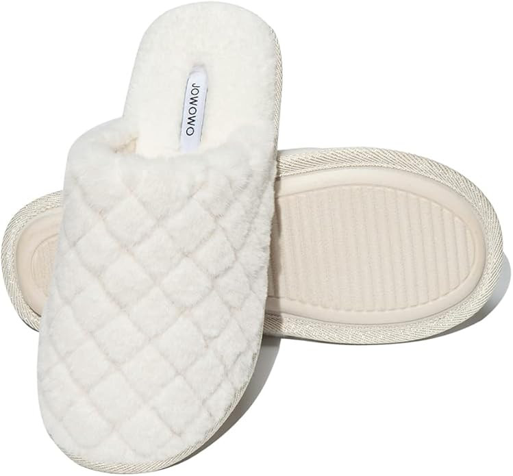 JOWOWO Simple Women’s Comfy Fuzzy Warm Closed-toe Plush Slippers | Amazon (US)
