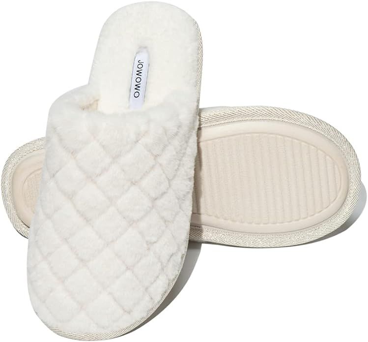 JOWOWO Simple Women’s Comfy Fuzzy Warm Closed-toe Plush Slippers | Amazon (US)