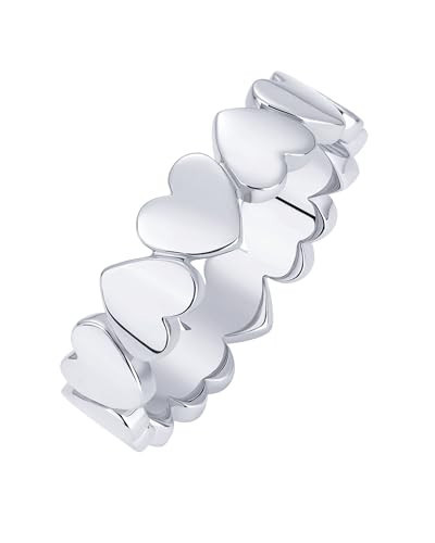 PAVOI Rhodium Plated Heart Stackable Ring for Women | Love Valentines Statement Rings | Size 6 | Amazon (US)