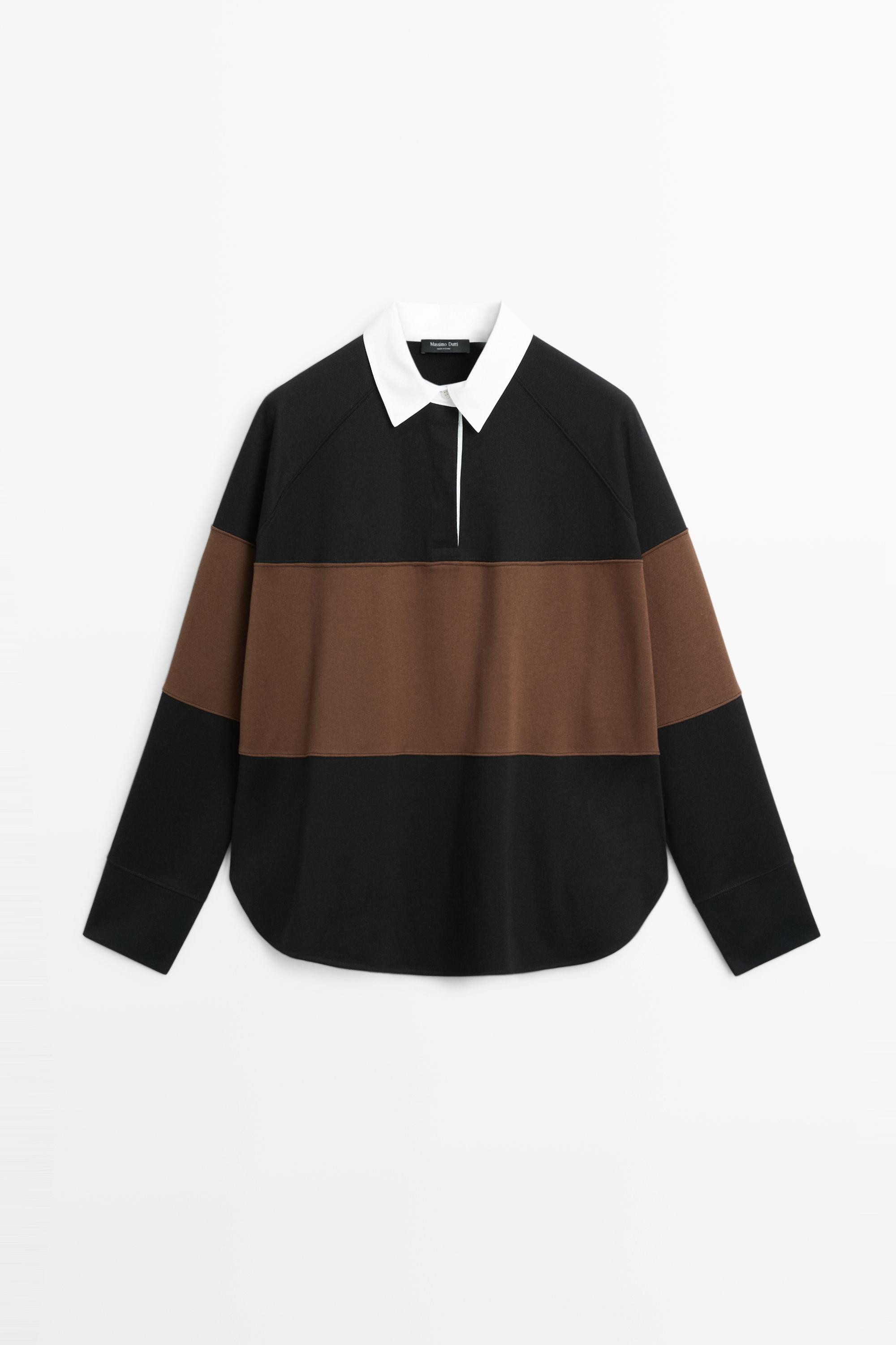 100% cotton wide-stripe polo shirt - BLACK | Massimo Dutti UK