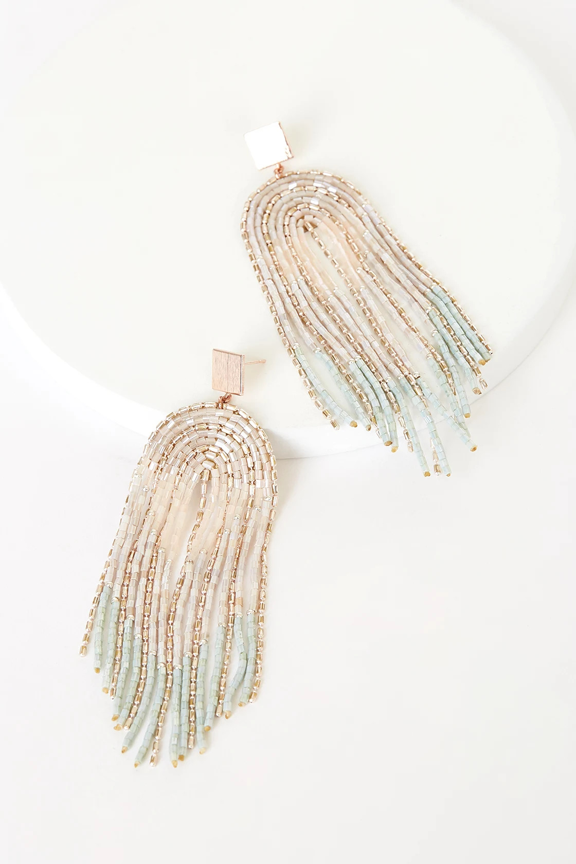 Drop of Magic Pale Pink Multi Beaded Fringe Drop Earrings | Lulus (US)