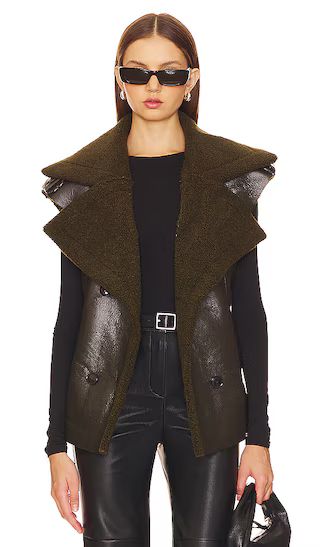 Fawn Faux Leather Vest in Dark Green | Revolve Clothing (Global)
