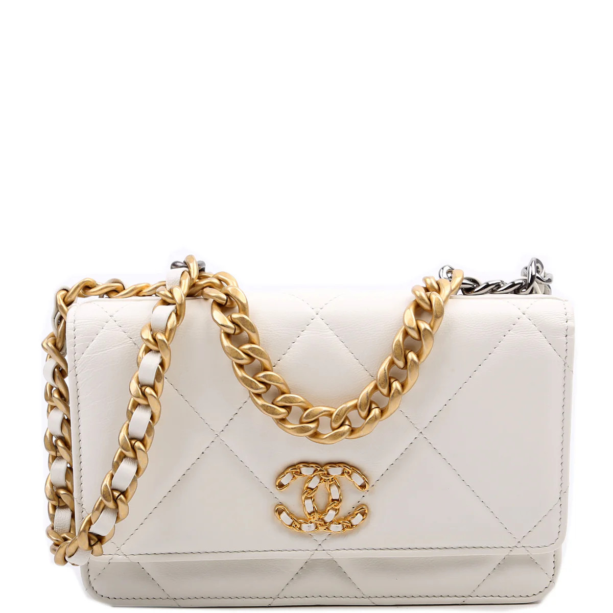 Chanel 19 WOC Quilted Lambskin 30M White | Keeks Designer Handbags