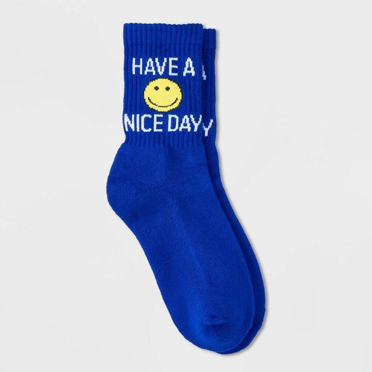 Women's Ascot + Hart Have A Nice Day Graphic Socks - Blue | Target