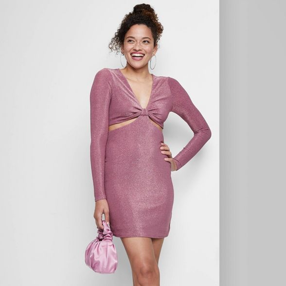 Women's Long Sleeve Cut Out Lurex Bodycon Dress - Wild Fable™ | Target