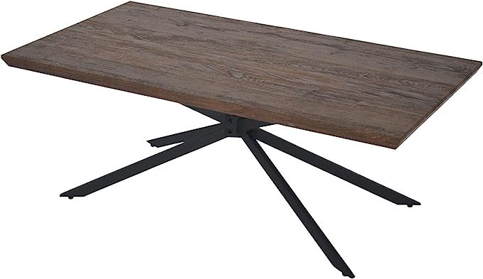 The Urban Port Rectangular Wooden Coffee Table with Boomerang Legs, Natural Brown Sonoma and Blac... | Amazon (US)